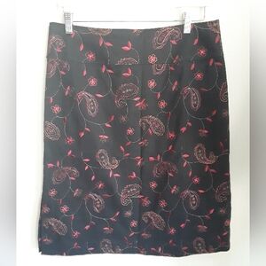 Harold's Embroidered Black and Red Paisley Pencil Skirt Women's 12 Large